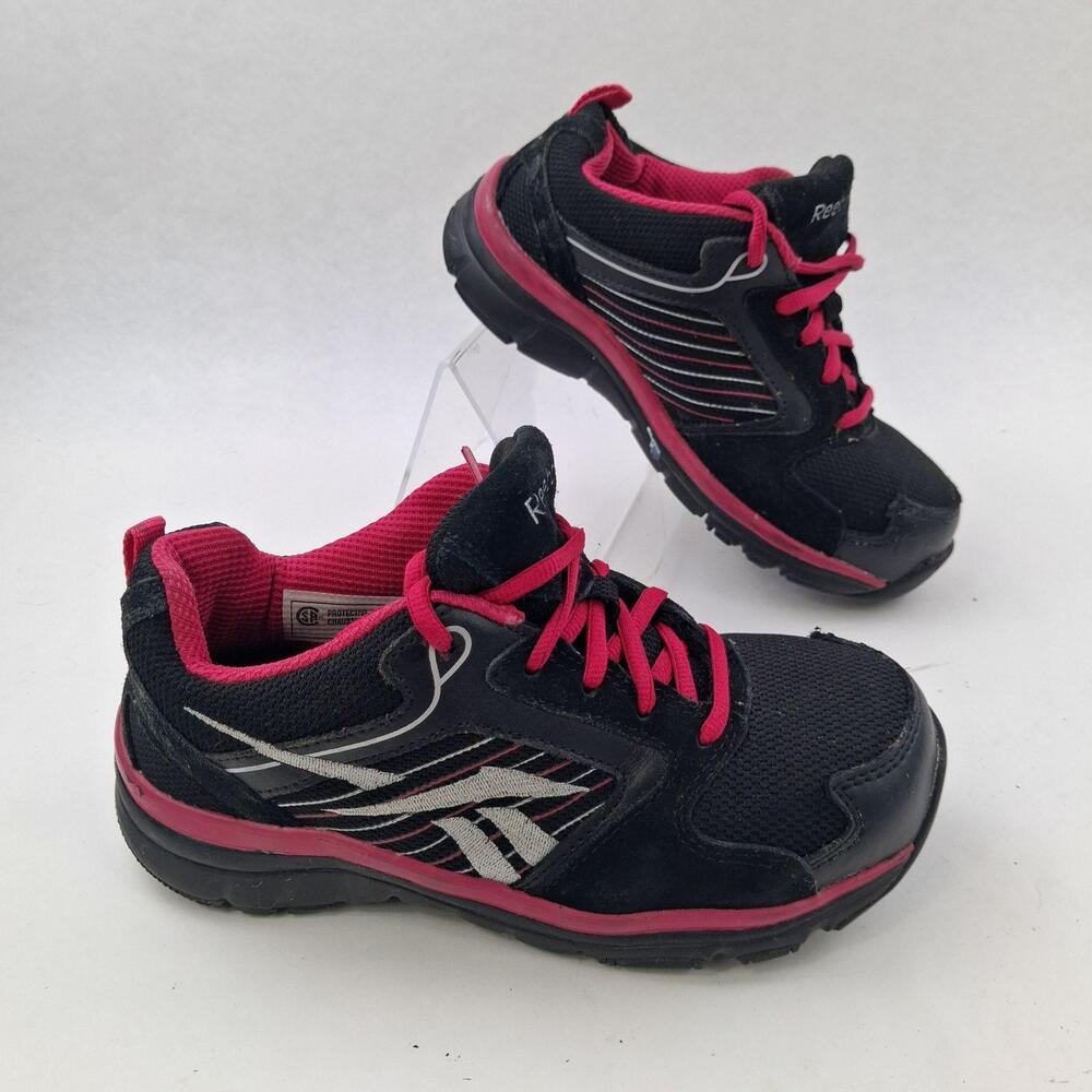 Reebok Shoes Womens Size 5M Black Pink Steel Safety Toe Work Sneakers RB454